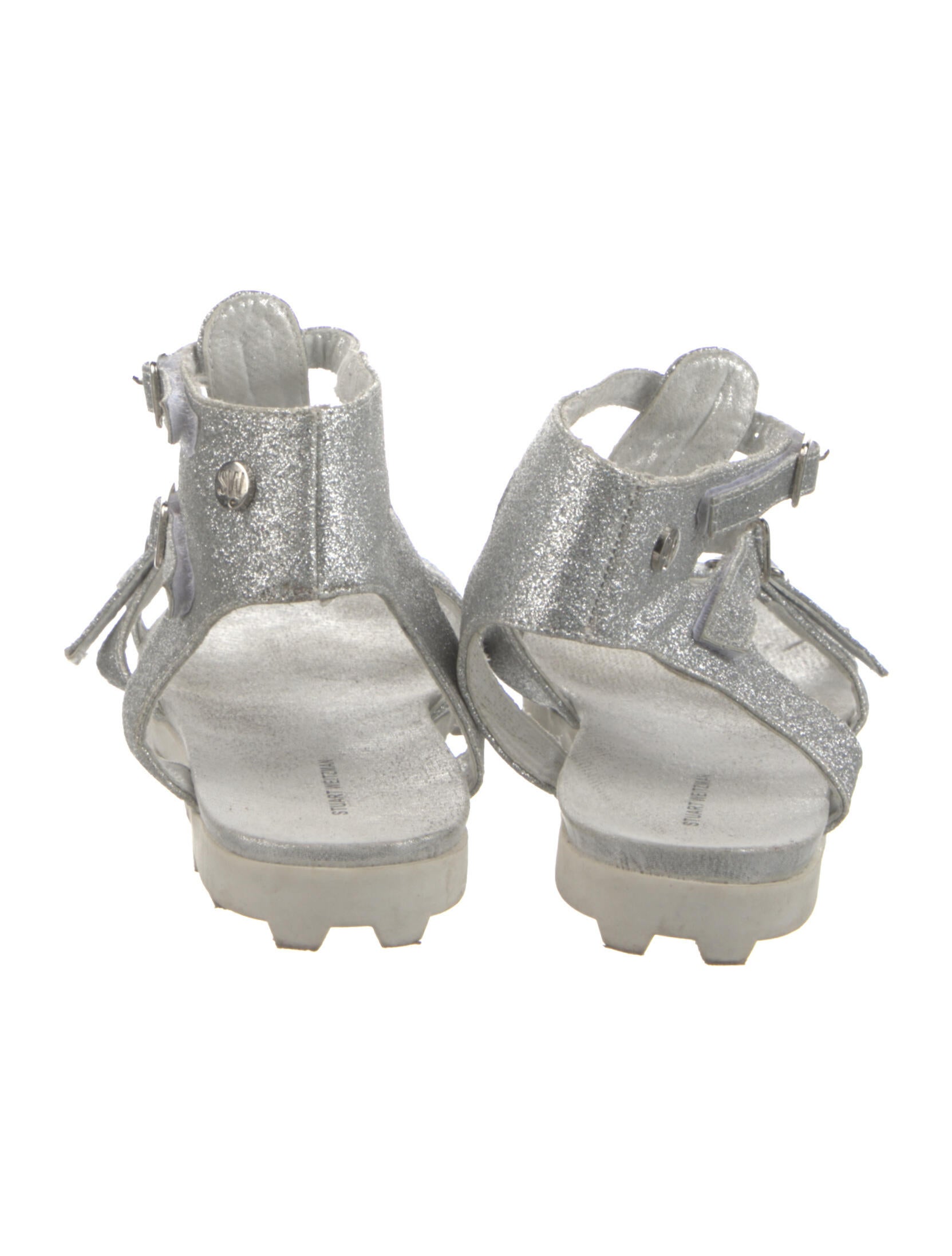 Stuart Weitzman Leather Glitter Accents Gladiator Sandals