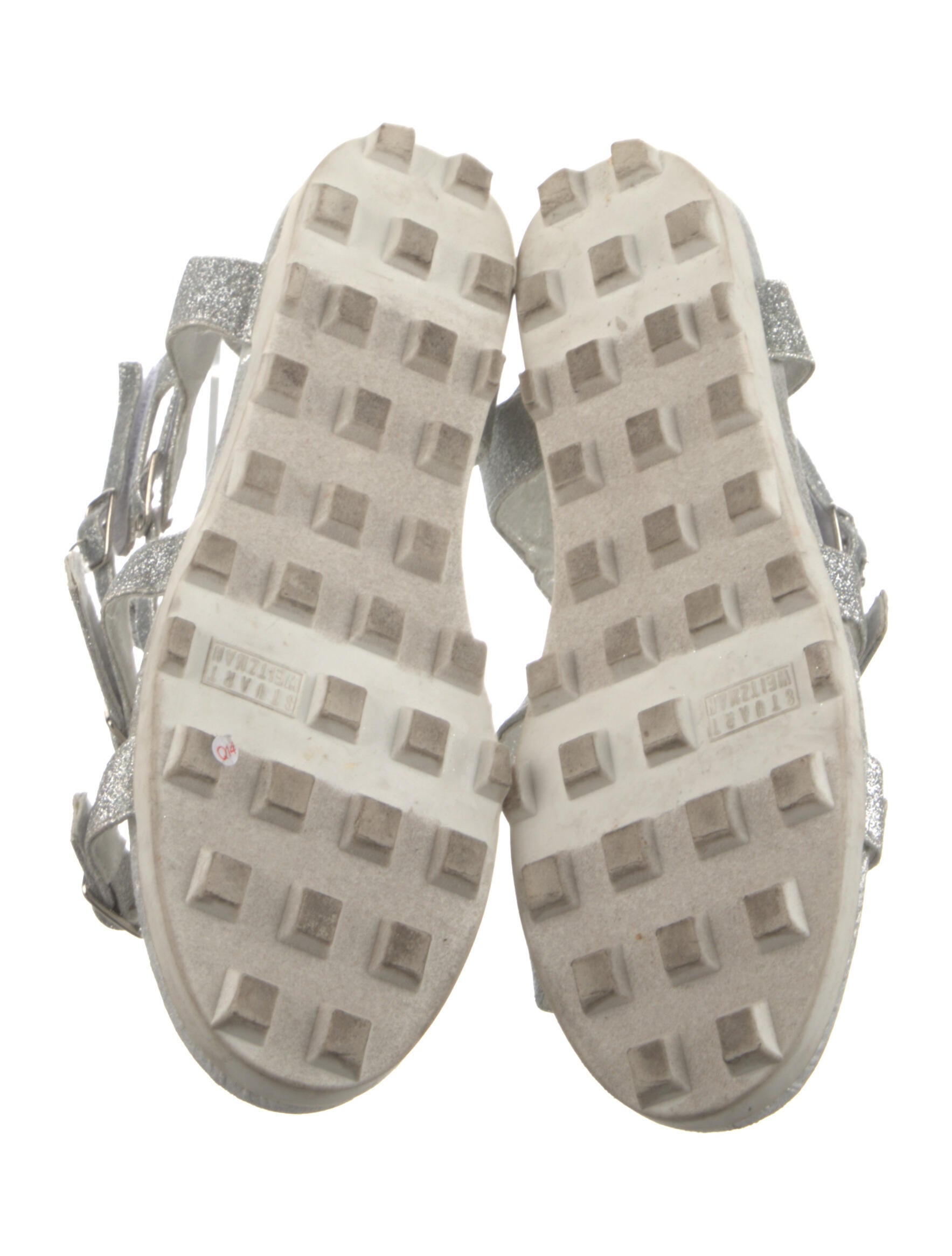 Stuart Weitzman Leather Glitter Accents Gladiator Sandals