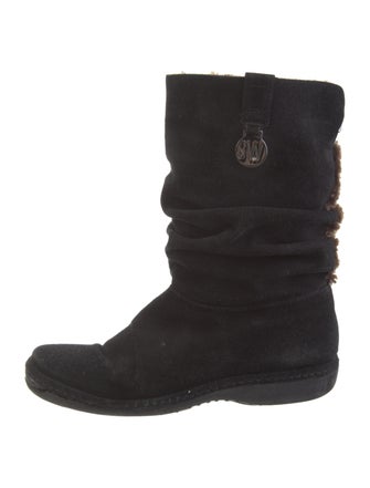 Stuart Weitzman Suede Fur Trim Boots