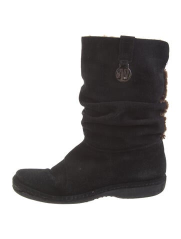Stuart Weitzman Boots Suede Fur Trim 5