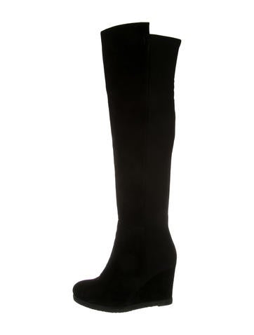 Stuart Weitzman Suede Knee-High Wedge Boots