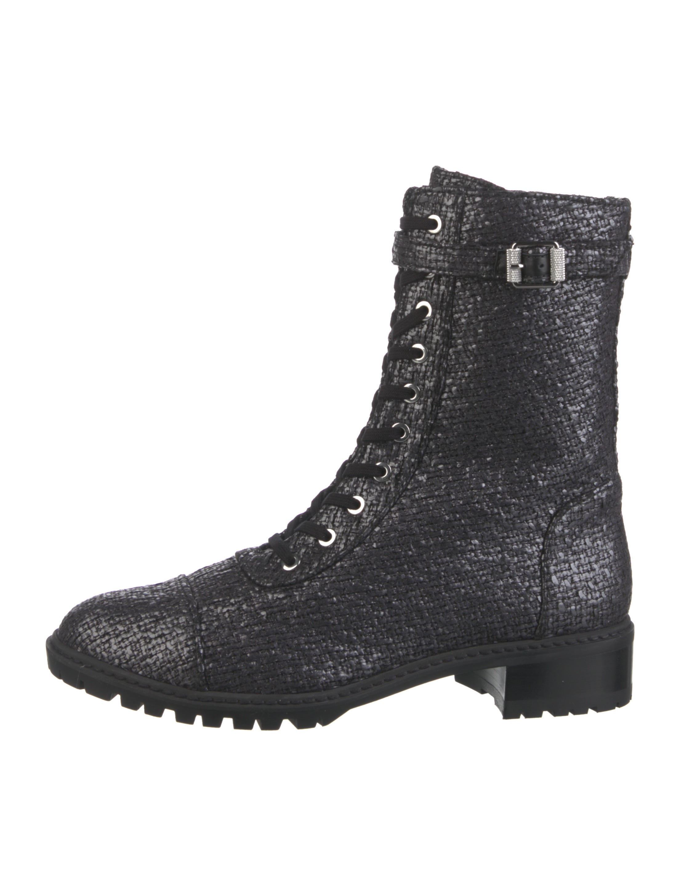 stuart weitzman women's ivey tweed high block heel combat boots