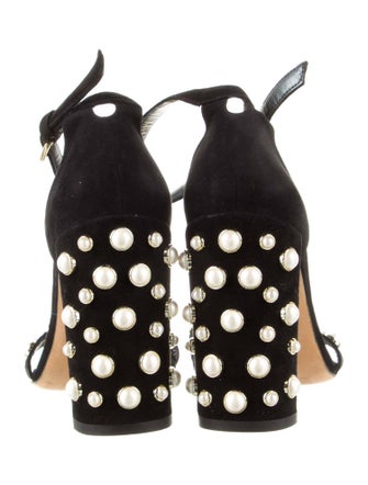 Stuart Weitzman Suede Beaded Accents Sandals