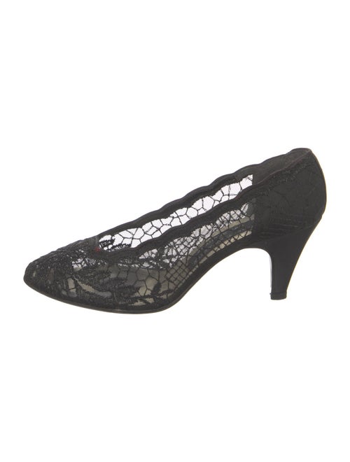 Stuart Weitzman Printed Lace Trim Embellishment Pumps