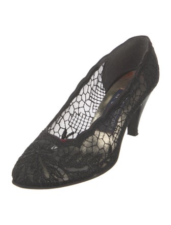 Stuart Weitzman Printed Lace Trim Embellishment Pumps