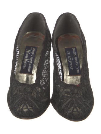 Stuart Weitzman Printed Lace Trim Embellishment Pumps