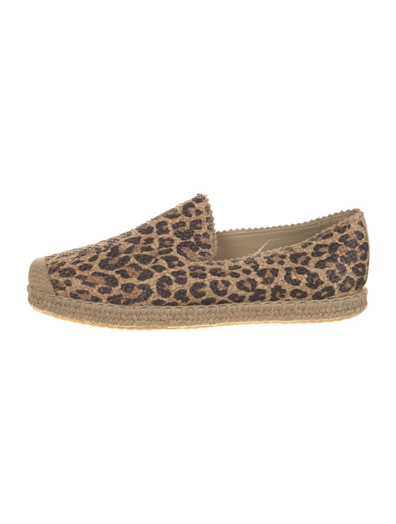Stuart Weitzman Straw Animal Print Espadrilles Brown Flats, Shoes