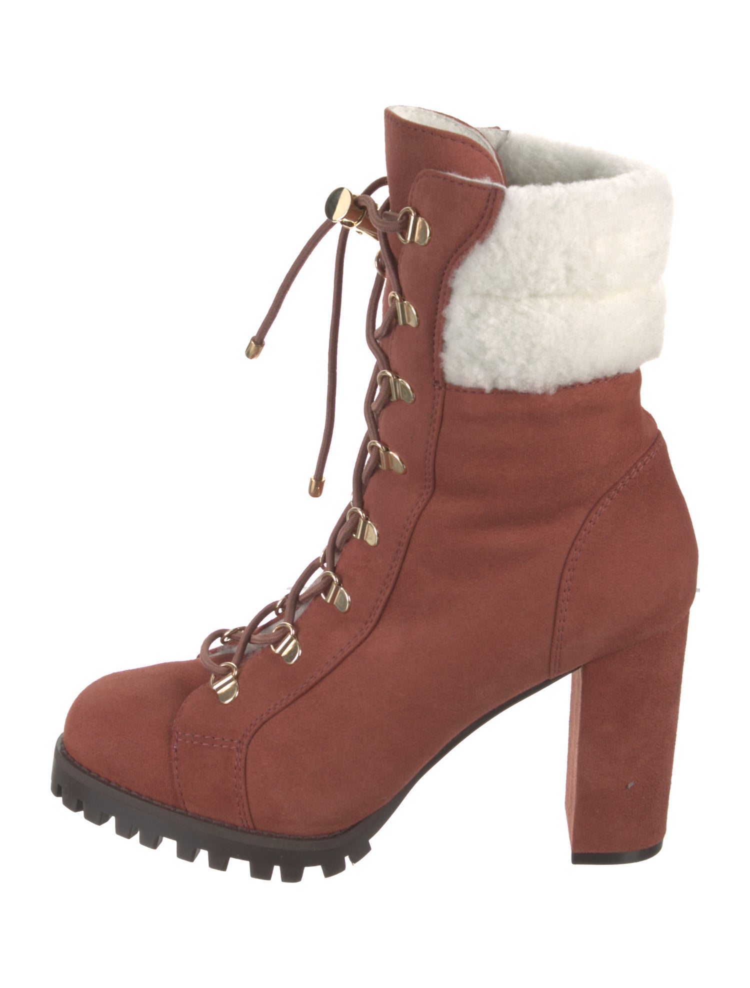 Stuart Weitzman Suede Colorblock Pattern Combat Boots