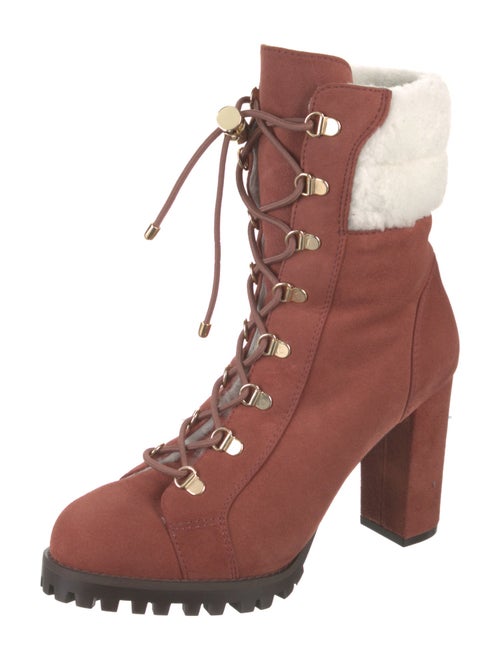 Stuart Weitzman Suede Colorblock Pattern Combat Boots