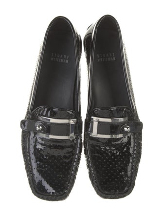 Stuart Weitzman Patent Leather Lasercut Accents Loafers