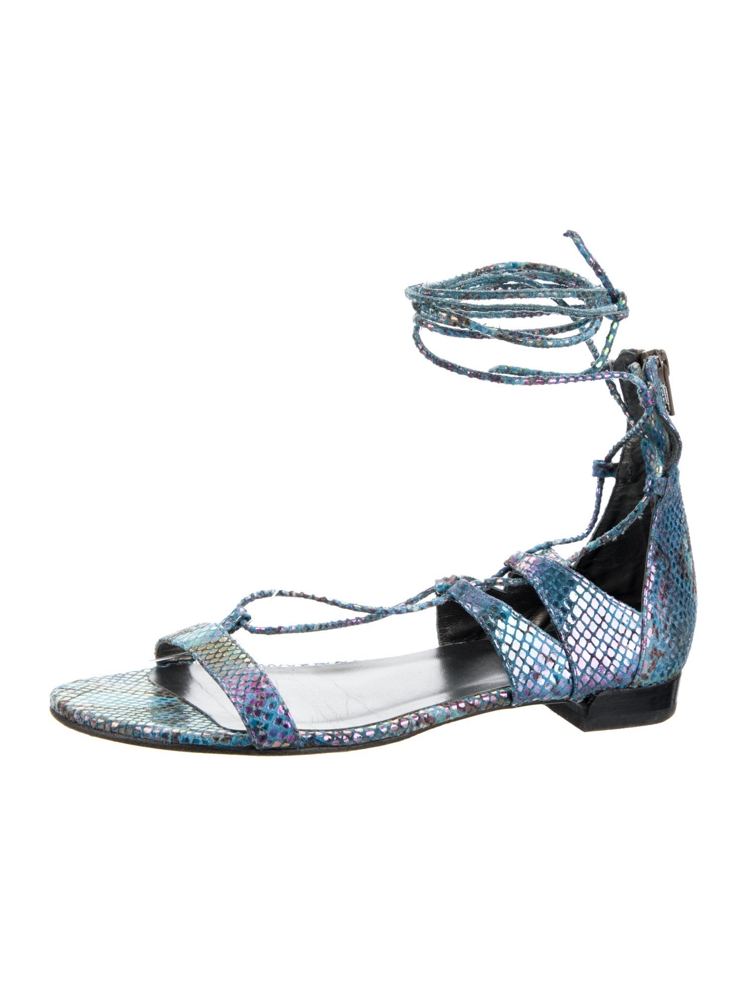 Stuart Weitzman Suede Animal Print Gladiator Sandals