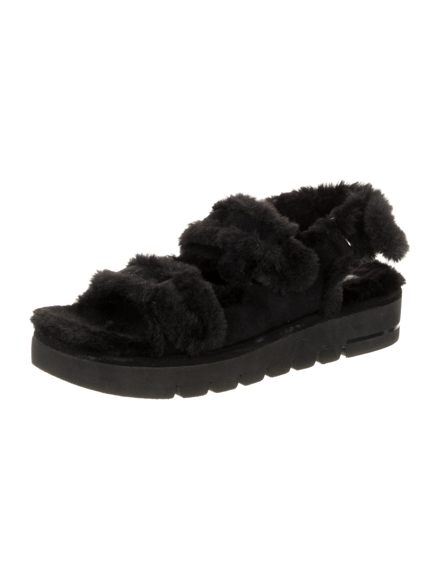 Stuart Weitzman Faux Fur Slides