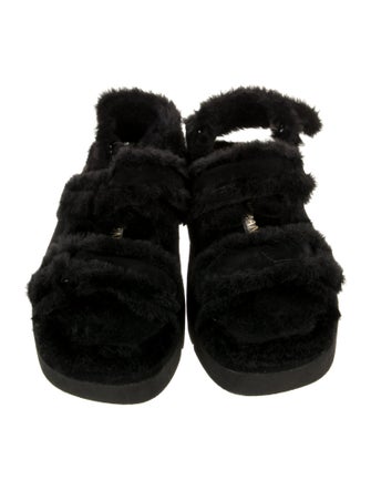 Stuart Weitzman Faux Fur Slides