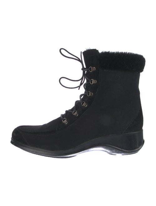 Stuart Weitzman Faux Fur Trim Lace-Up Boots
