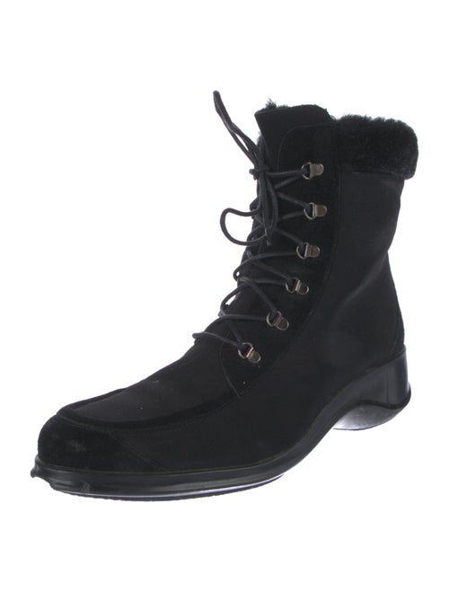 Stuart Weitzman Faux Fur Trim Lace-Up Boots
