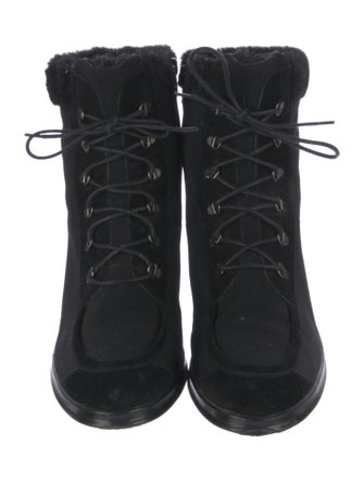 Stuart Weitzman Faux Fur Trim Lace-Up Boots