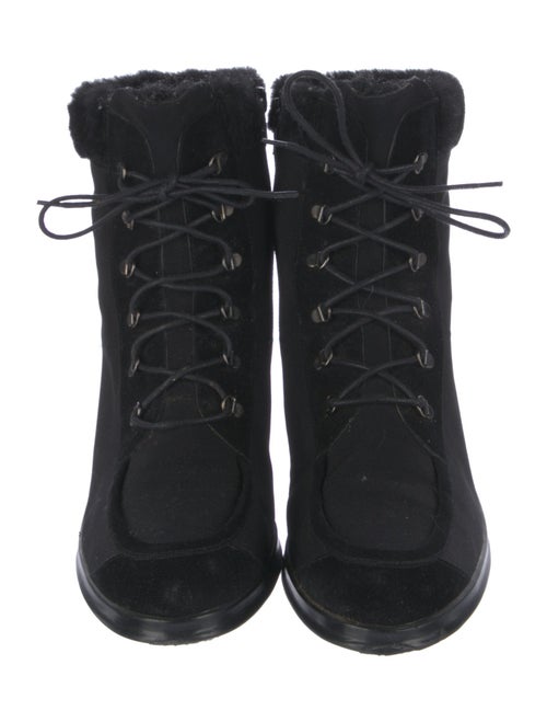 Stuart Weitzman Faux Fur Trim Lace-Up Boots
