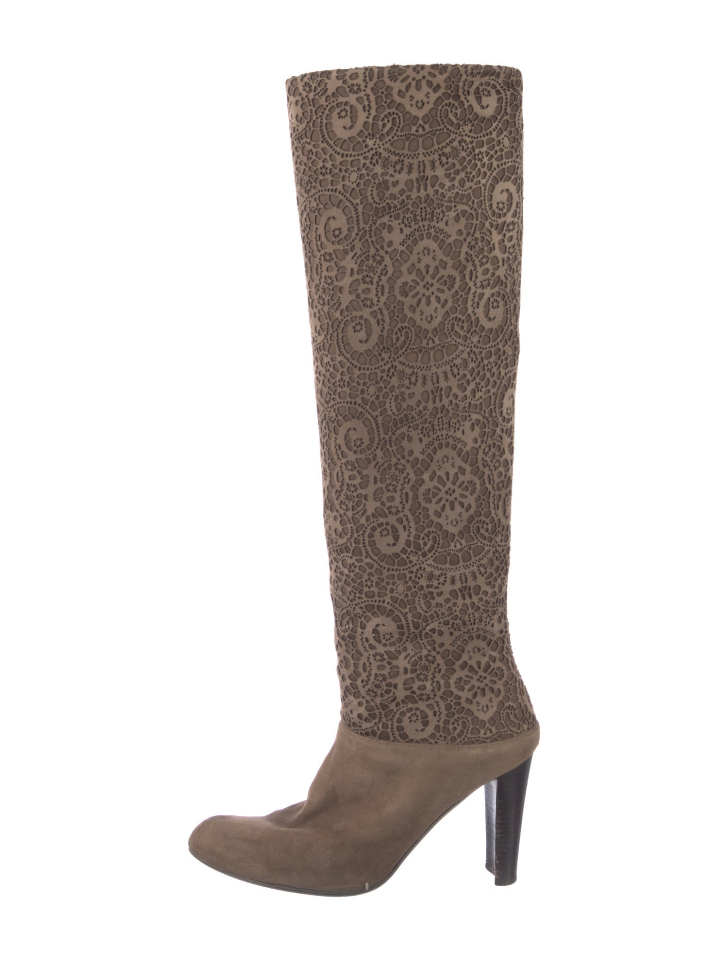 Stuart Weitzman Suede Lasercut Accents Boots