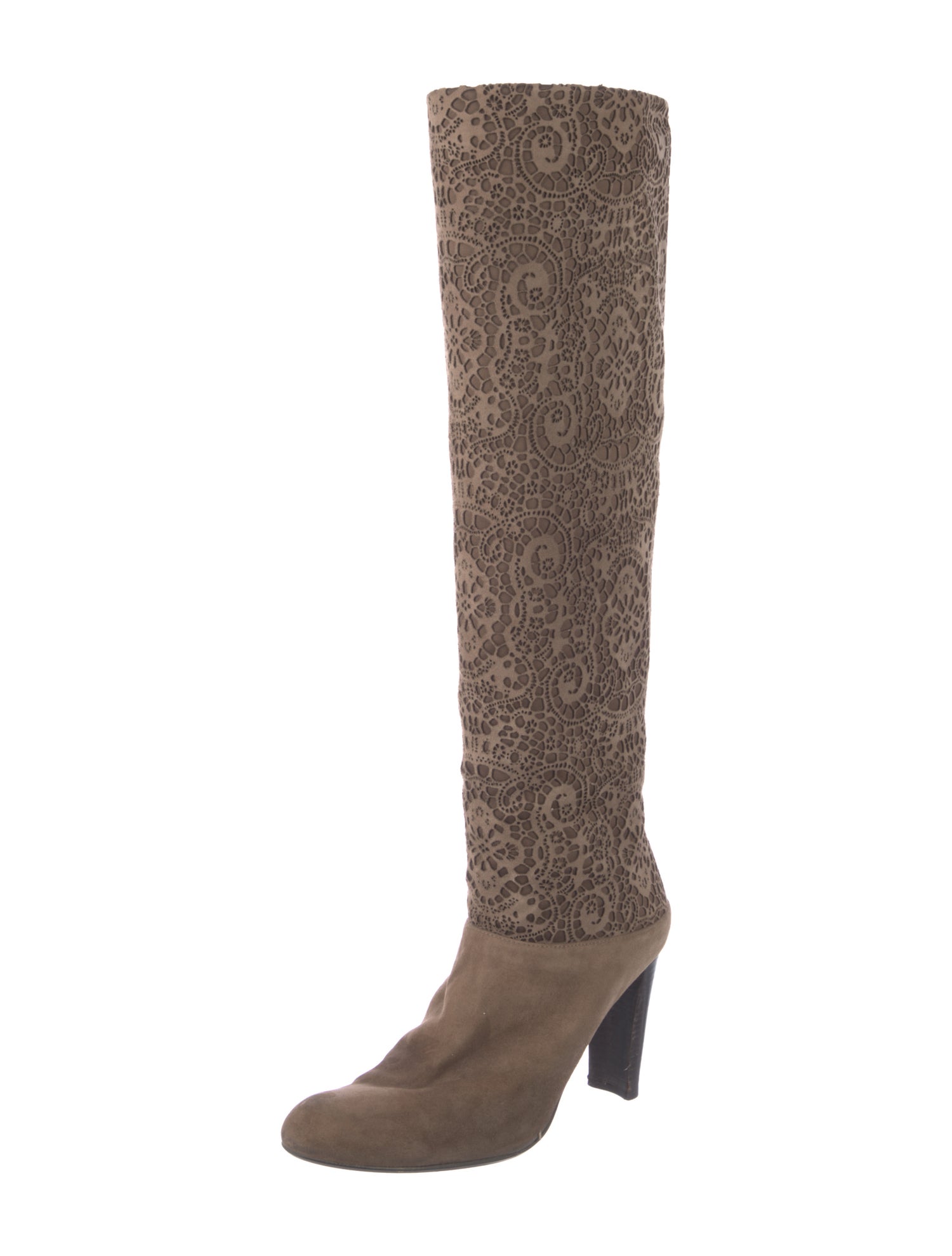 Stuart Weitzman Suede Lasercut Accents Boots