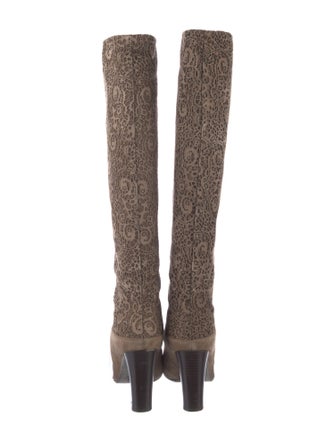 Stuart Weitzman Suede Lasercut Accents Boots