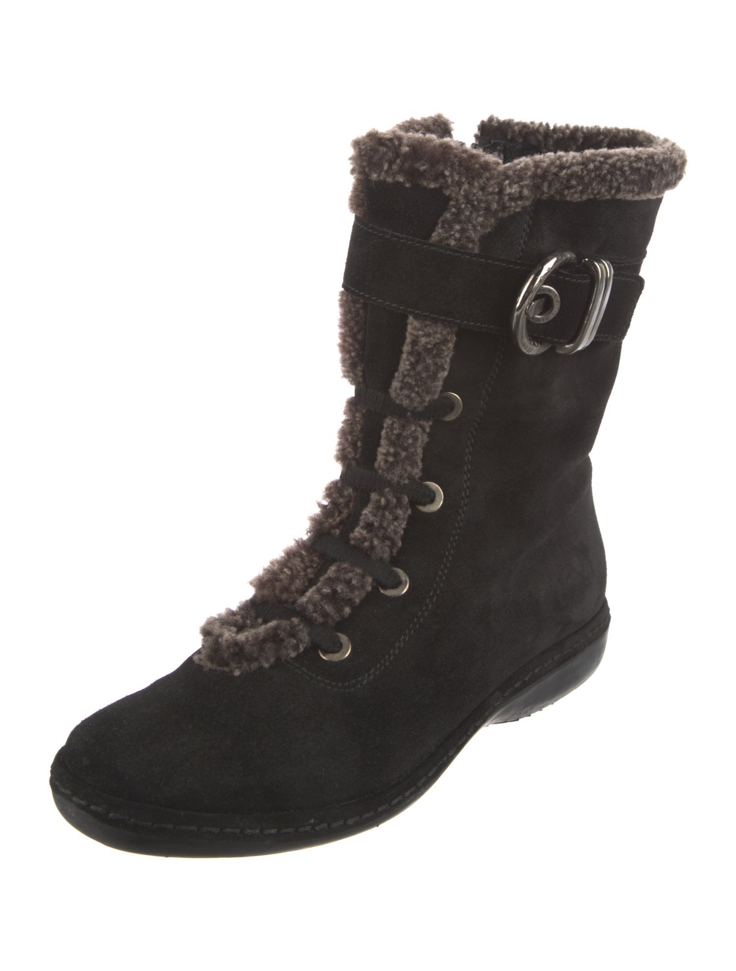 Stuart Weitzman Suede Colorblock Pattern Lace-Up Boots