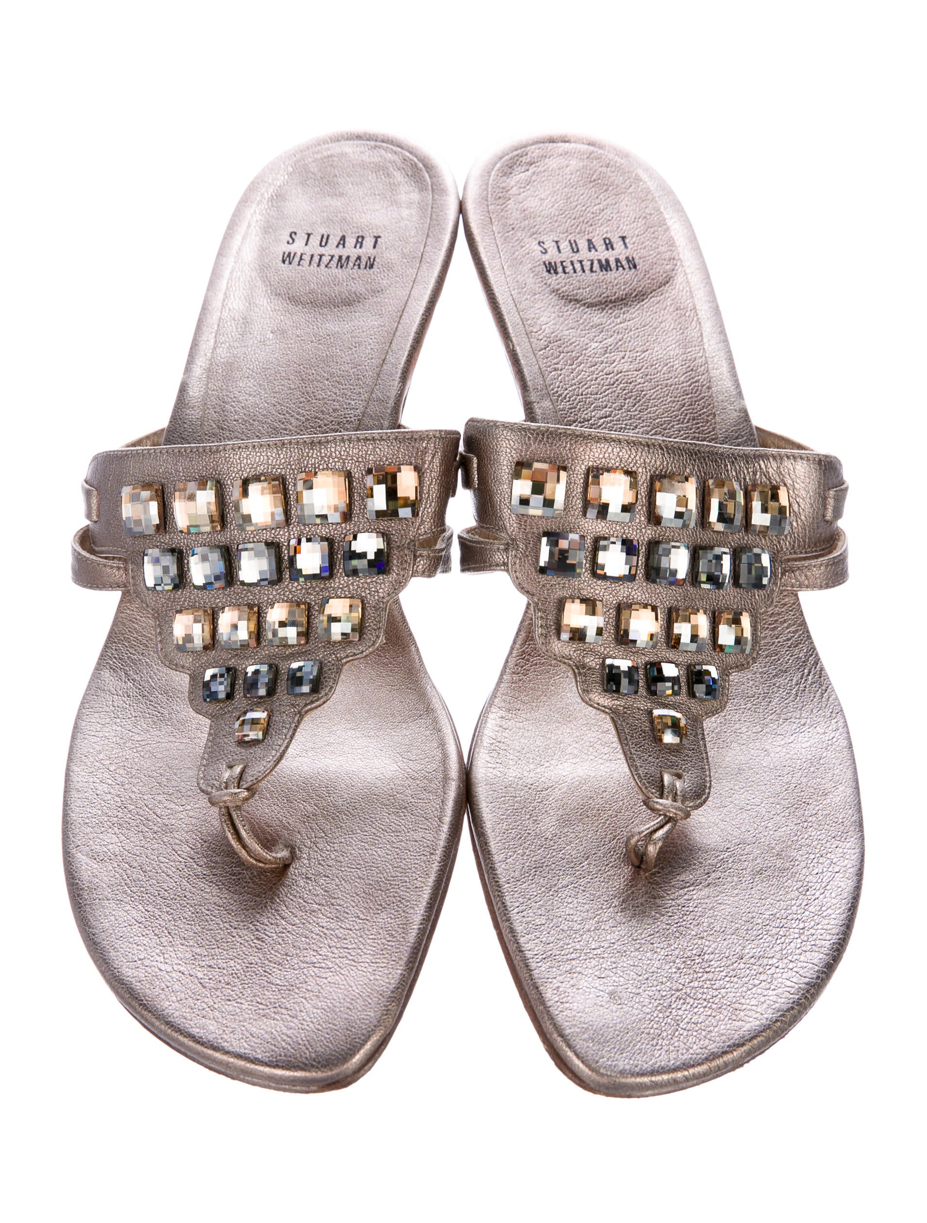 Stuart Weitzman Metallic Thong Sandals Shoes WSU34469 The RealReal
