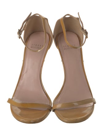 Stuart Weitzman Patent Leather Keyhole Accent Sandals