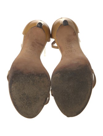 Stuart Weitzman Patent Leather Keyhole Accent Sandals