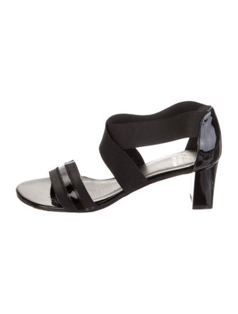 Stuart Weitzman Patent Leather Grosgrain Trim Sandals