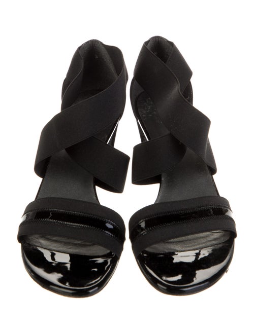 Stuart Weitzman Patent Leather Grosgrain Trim Sandals