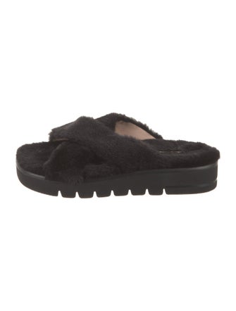 Stuart Weitzman Fur Fur Trim Slides