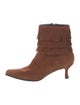 Stuart Weitzman Suede Fringe Trim Accent Boots