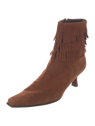 Stuart Weitzman Suede Fringe Trim Accent Boots