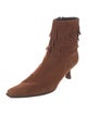 Stuart Weitzman Suede Fringe Trim Accent Boots