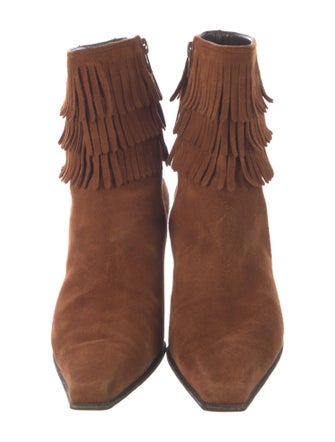 Stuart Weitzman Suede Fringe Trim Accent Boots