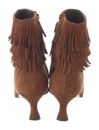 Stuart Weitzman Suede Fringe Trim Accent Boots