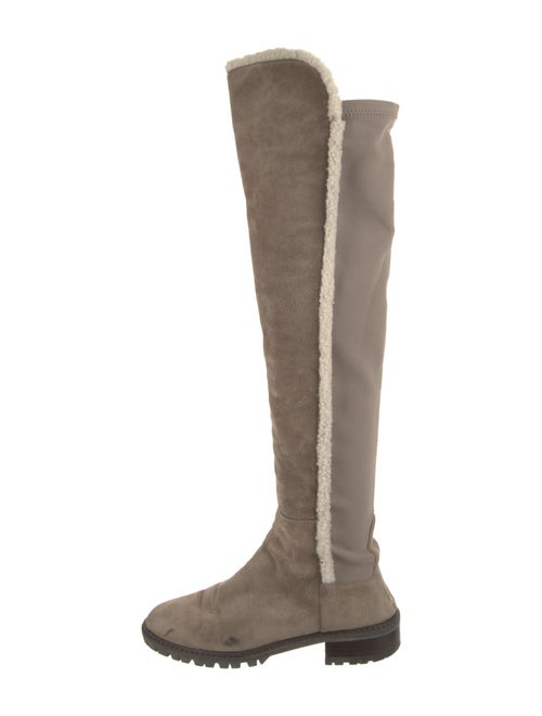 Stuart Weitzman Suede Faux Fur Trim Riding Boots