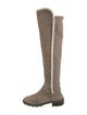 Stuart Weitzman Suede Faux Fur Trim Riding Boots