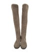 Stuart Weitzman Suede Faux Fur Trim Riding Boots