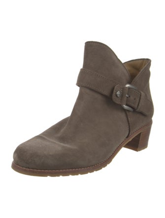 Stuart Weitzman Suede Whipstitch Trim Moto Boots