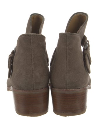 Stuart Weitzman Suede Whipstitch Trim Moto Boots