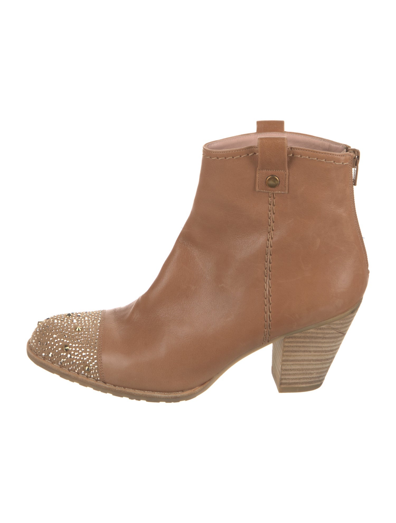 Stuart Weitzman Leather Studded Accents Western Boots