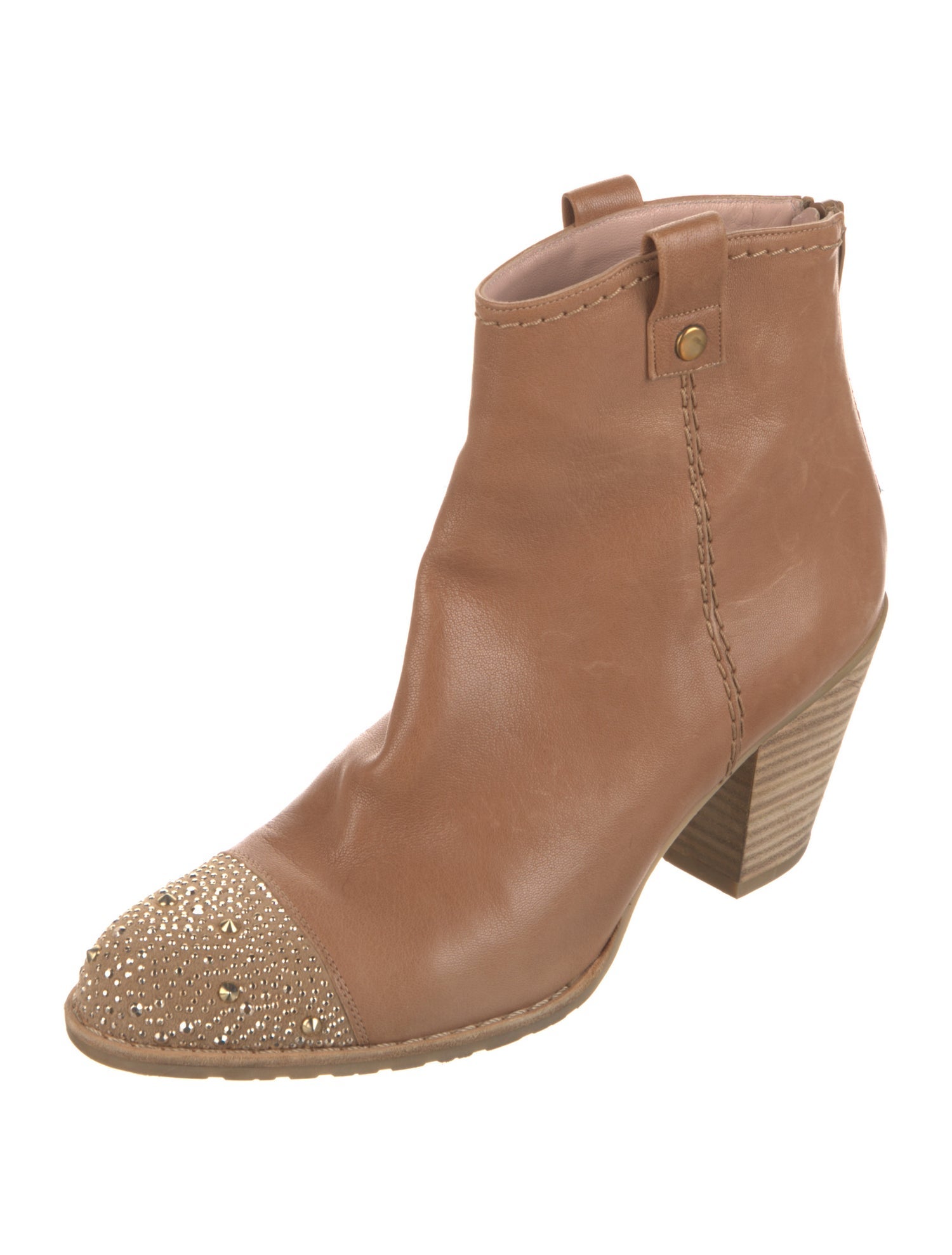 Stuart Weitzman Leather Studded Accents Western Boots
