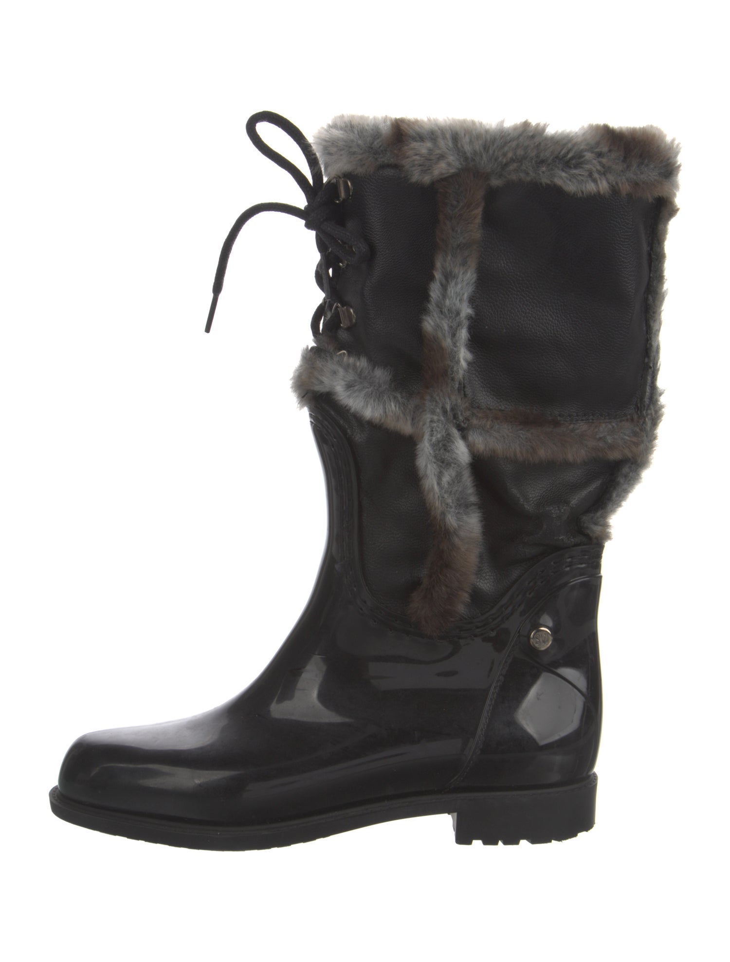 Stuart Weitzman Rubber Faux Fur Trim Rain Boots