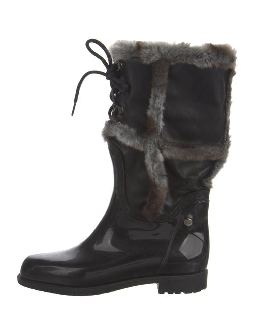 Stuart Weitzman Rubber Faux Fur Trim Rain Boots