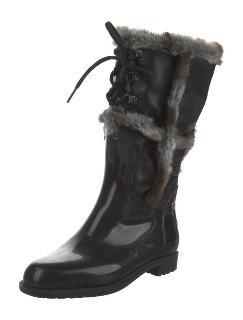 Stuart Weitzman Rubber Faux Fur Trim Rain Boots