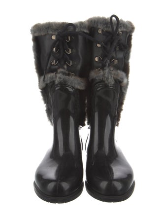 Stuart Weitzman Rubber Faux Fur Trim Rain Boots