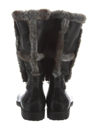Stuart Weitzman Rubber Faux Fur Trim Rain Boots
