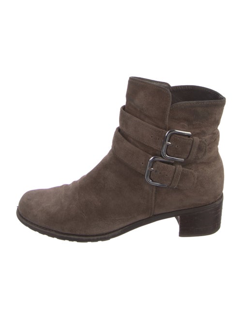 Stuart Weitzman Suede Whipstitch Trim Moto Boots