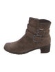 Stuart Weitzman Suede Whipstitch Trim Moto Boots